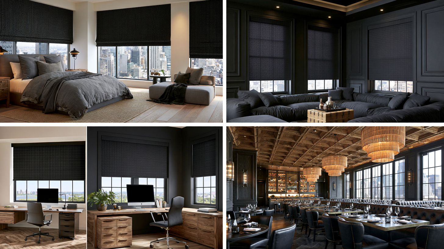 Acoustic blinds in bedroom, theater, office and restaurant